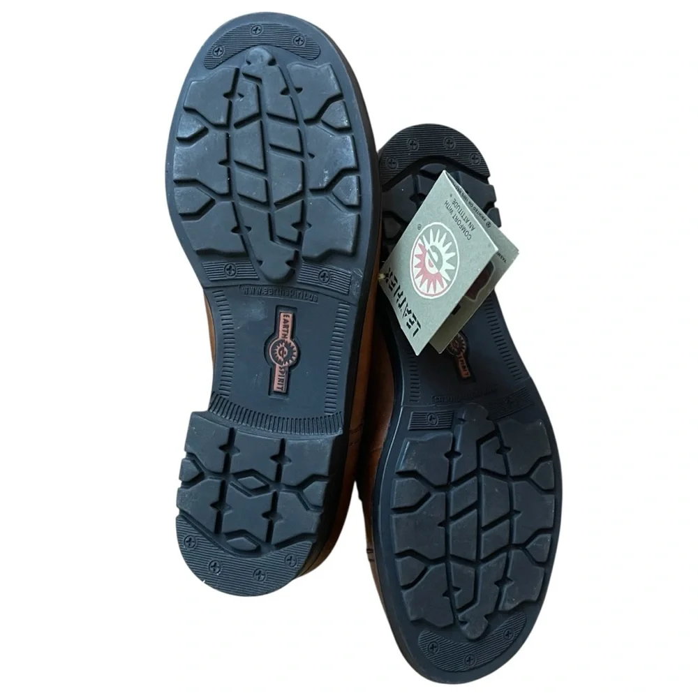 Earth Spirit Yasmin Brown Leather Ankle Boots Cap Toe Lace Up Comfort Booties 8 - Picture 6 of 11